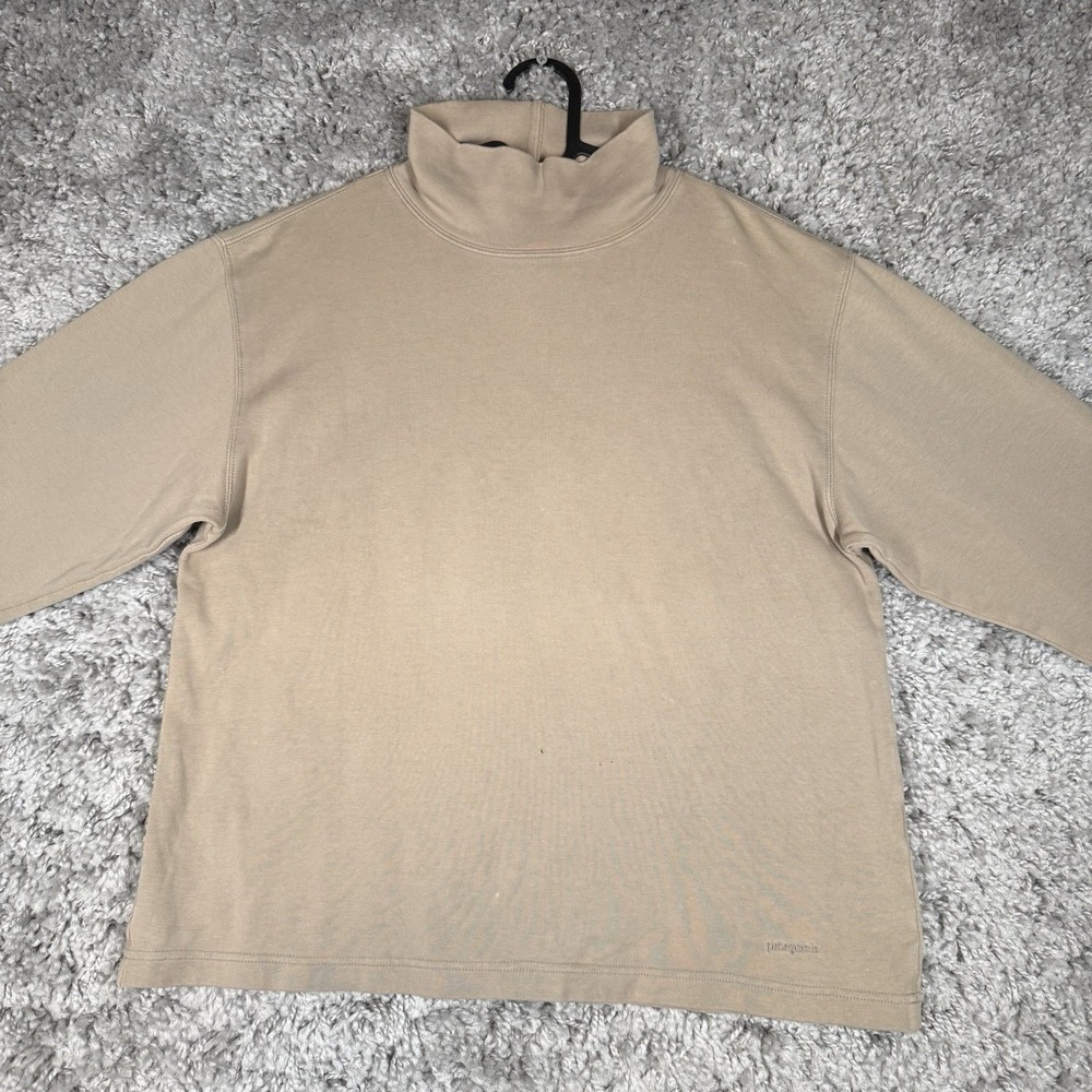 Vintage Patagonia Women's Organic Cotton Long Sleeve T-Shirt Size L Solid Tan